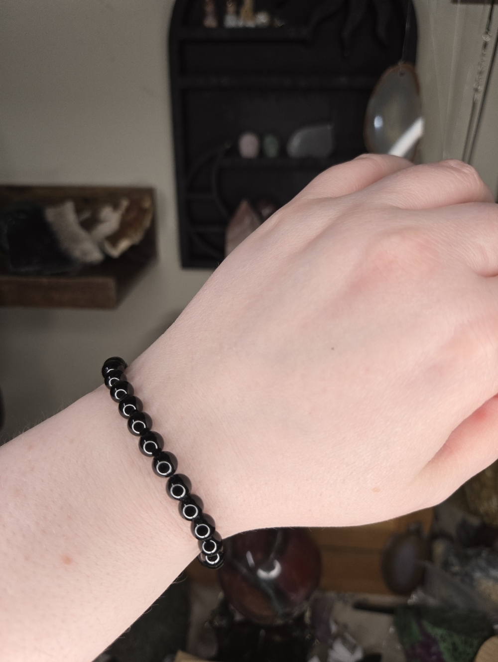 Schorl Tourmaline Crystal Beaded Bracelet
